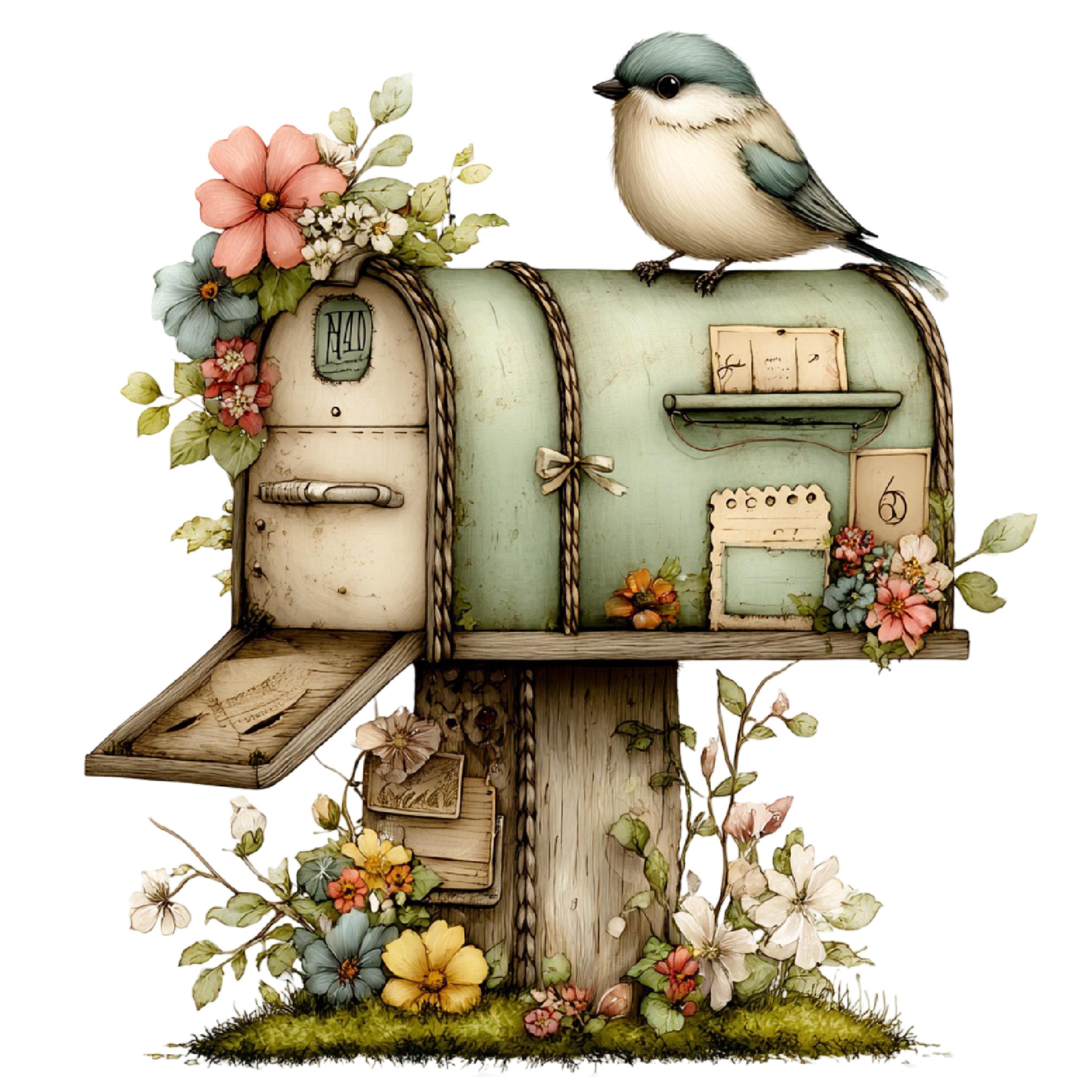 33 PNG Whimsical Spring Mailbox Clipart Full Pack, Cute Watercolor ...