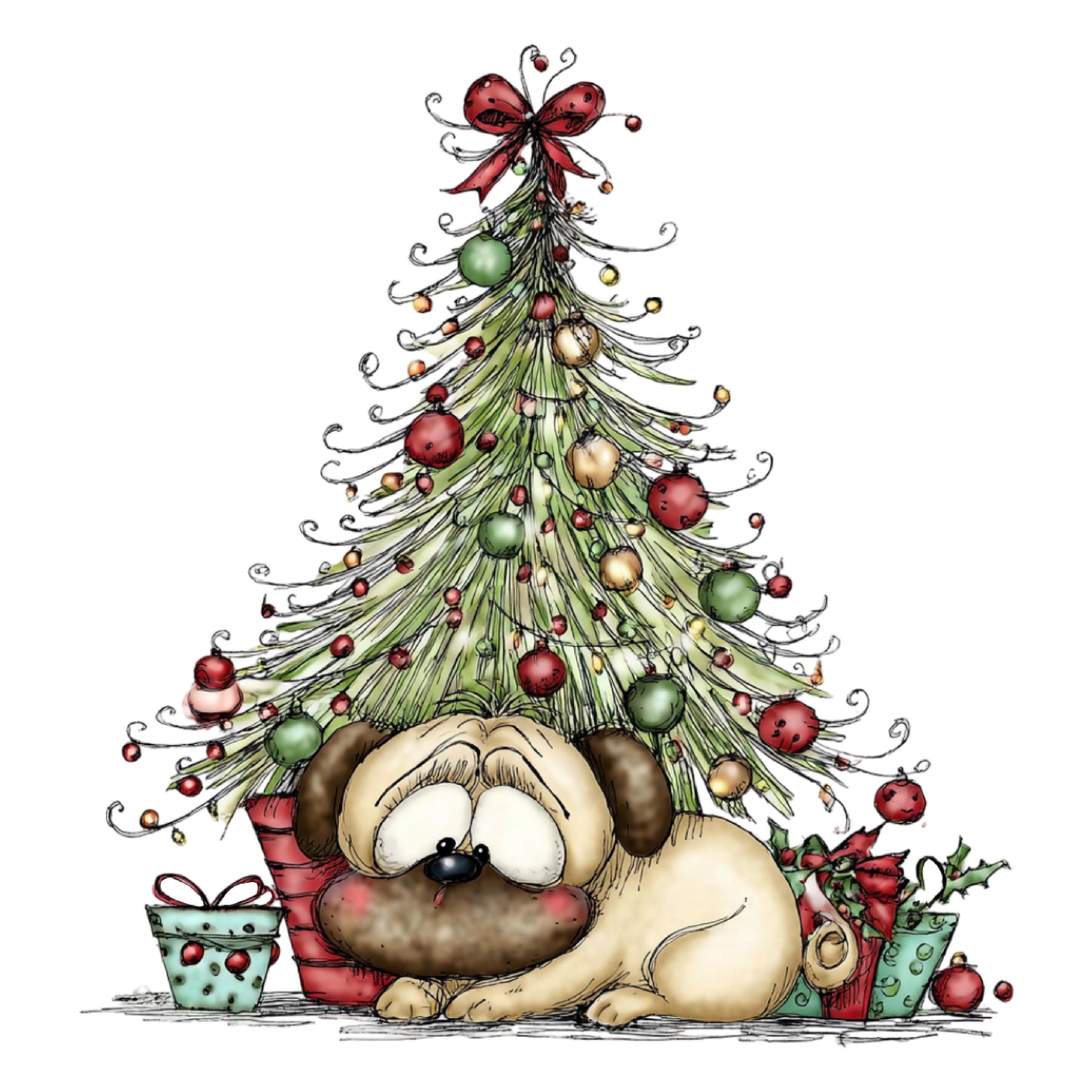 Christmas Fluffy Dog Clipart Bundle, Holiday Puppy PNG Set (digital ...