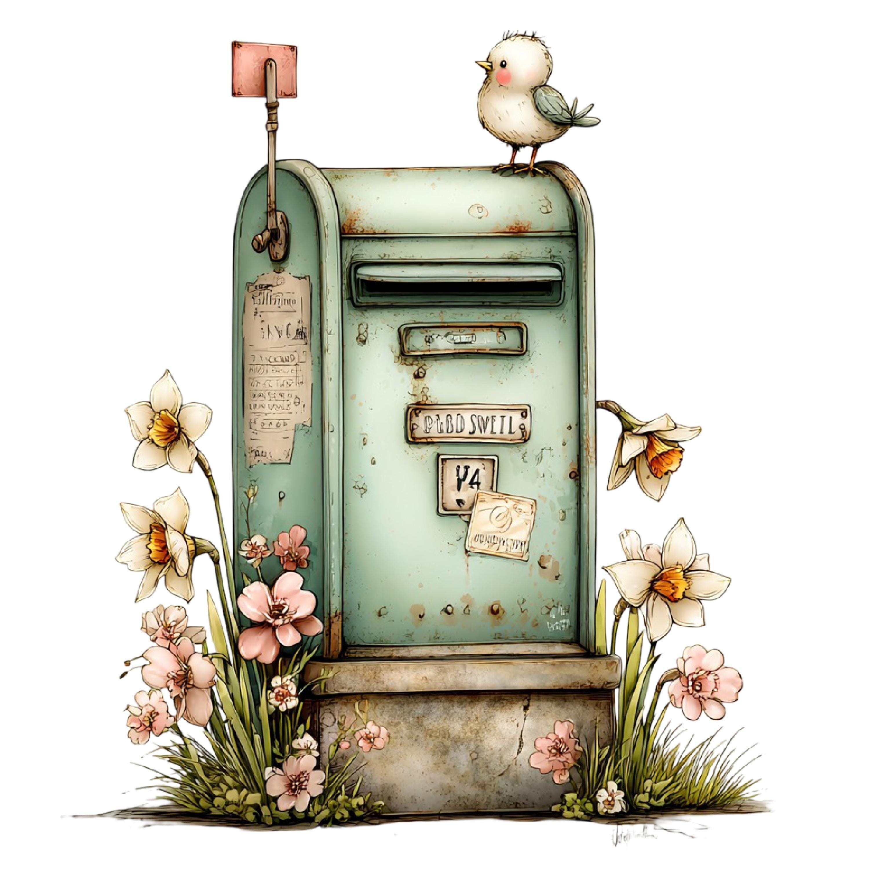 33 PNG Whimsical Spring Mailbox Clipart Full Pack, Cute Watercolor ...