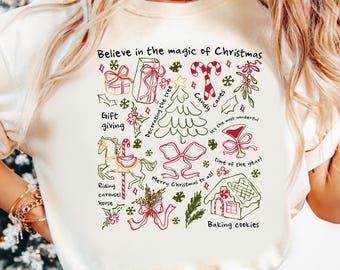 Christmas Doodle PNG, Festive Holiday Line Art Clipart (Digital Download)
