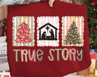 Nativity Scene PNG, True Story Christmas Tree (Digital Download)