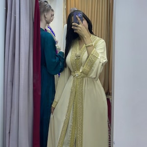 Gold Embroidered Moroccan Caftan: Handmade Takchita Wedding Dress