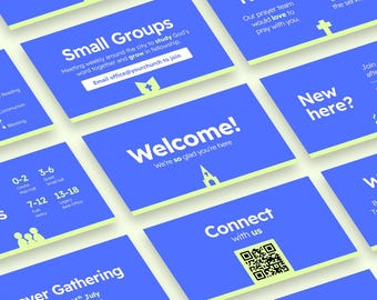 Presentazione di diapositive per annunci parrocchiali, vivaci e moderne: modello Canva / set di diapositive per presentazioni