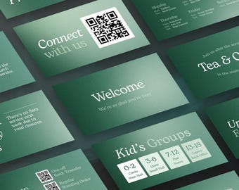 Modello Canva per diapositive di annunci della chiesa / Diapositive di presentazione moderne con sfumatura verde