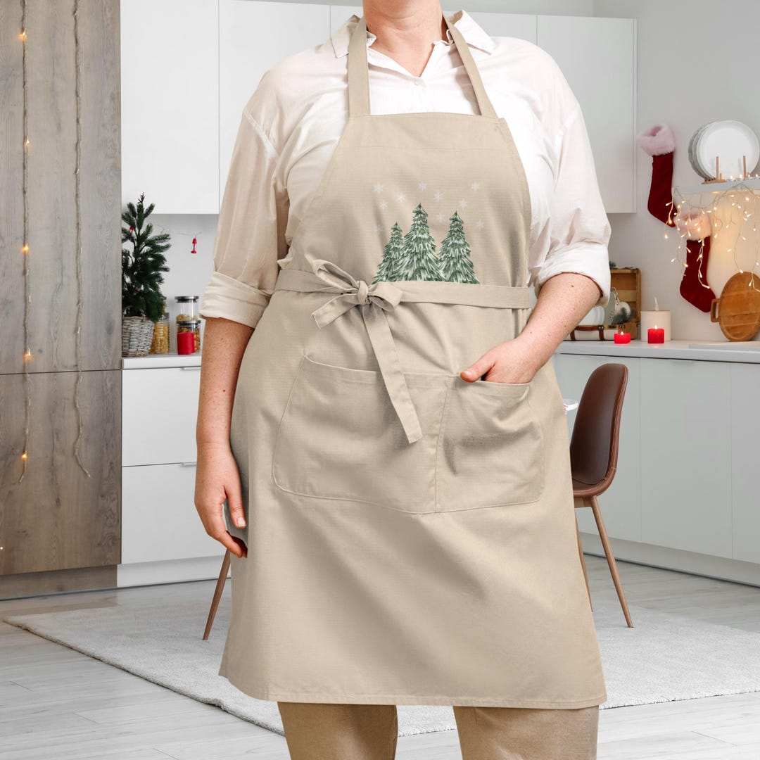 Winter Forest Kitchen Apron, Cozy Snowy Woodland Design, Christmas ...