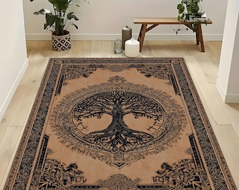 Yggdrasil Tree of Life Rug: Nordic Viking Mythology Design