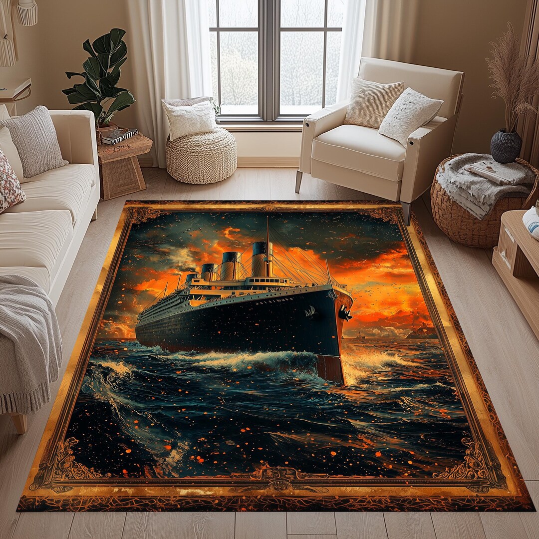 Titanic Area Rug: Golden Ship Nautical Decor Rug - Etsy