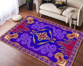 Aladdin Rug – Magic Carpet Design, Washable Cotton Low Pile