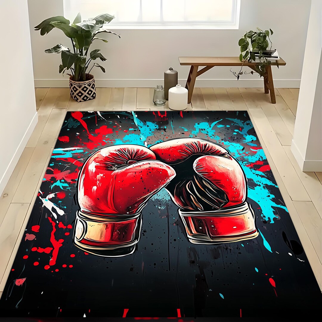 Boxing Gloves Rug, Oil Paint Graffiti Art, Sport Decor - Etsy