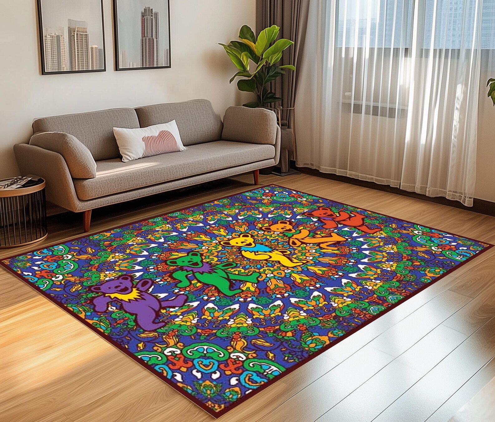 Grateful Dead Trippy Bears Area Rug, Grateful Dead Dancing Bears Rug ...