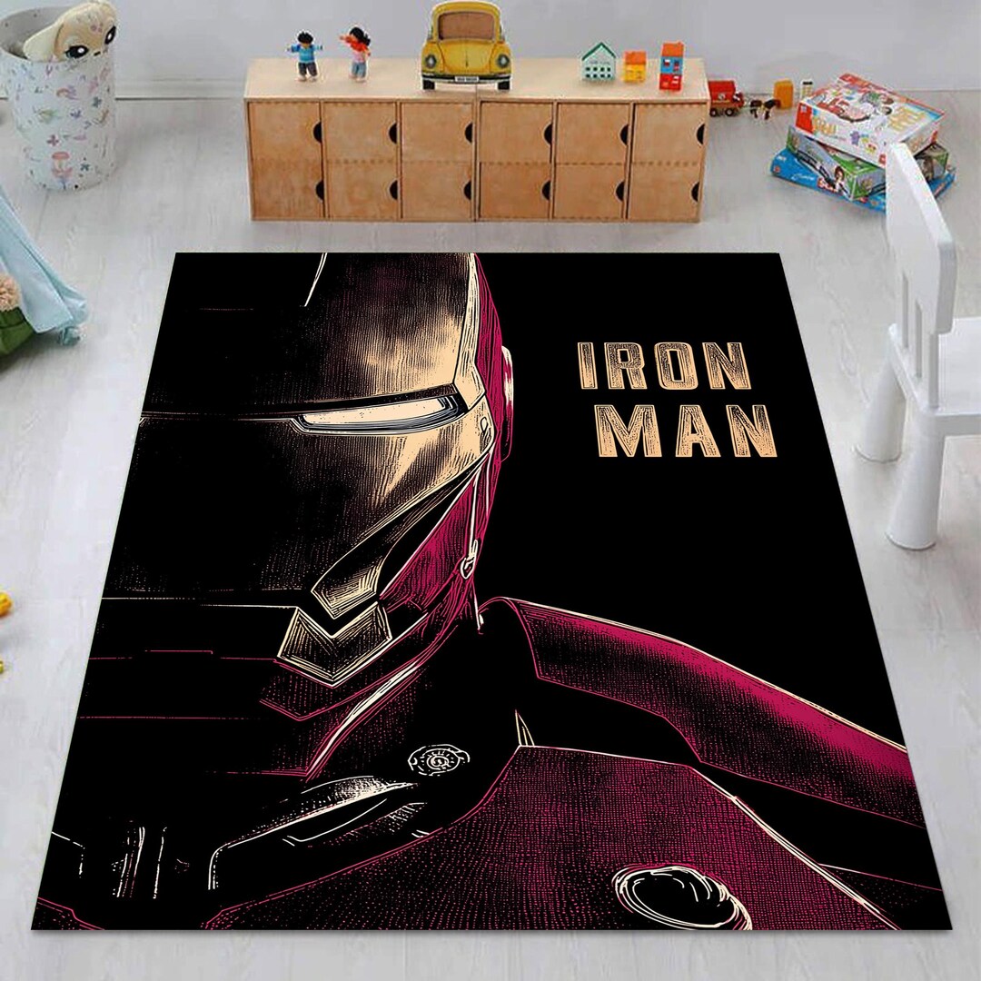 Superhero Movie Poster Iron Man Area Rug: Comic Book Hero Design, Non ...