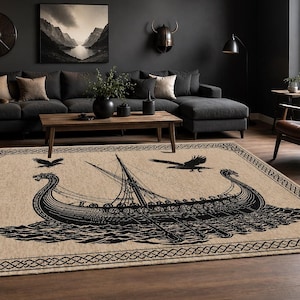 Nordisk vikingaskeppsmatta, skandinavisk keltisk knutdekor, nordisk båtkonst