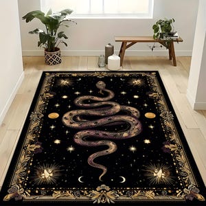 Tappeto a forma di serpente, tappeto a forma di serpente, tappeto a forma di serpente mistico, tappeto a forma di serpente celeste, tappeto a forma di serpente gotico, tappeto a forma di serpente nero, tappeto a forma di serpente zodiacale, tappeto a forma di serpente, tappeto mistico