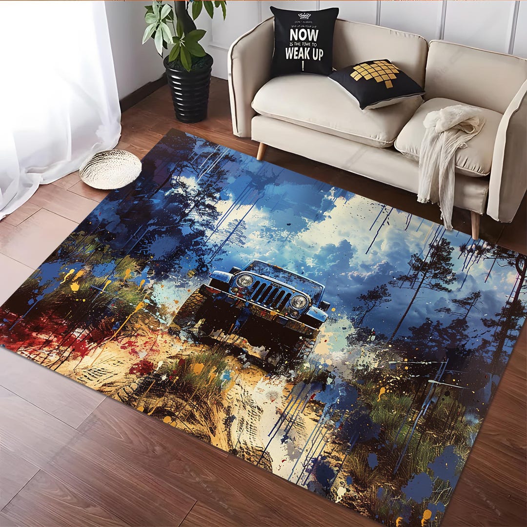 Blue Pop Art off Road Car Rug - Racing Area Rug - Etsy