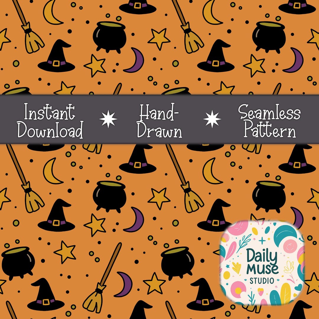 Witchy Seamless Pattern - Instant Download - 300 DPI PNG - Etsy