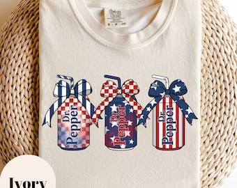 Patriotic Dr Pepper Bow Shirt, 4th of July Soda Tee, 250 Years Freedom 1776-2026 Sweatshirt, Independence Day Women, Memorial Day Gift