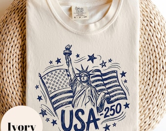 Camiseta USA 250, Camiseta patriótica de la Estatua de la Libertad, Sudadera del 4 de julio de 2026, Conjunto del 250 aniversario de Estados Unidos, Gráfico de la bandera de EE. UU. vintage