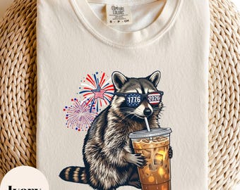 Iced Coffee Raccoon 1776–2026 Shirt, Funny 4th of July Animal Sweatshirt, 250 Years USA Gift