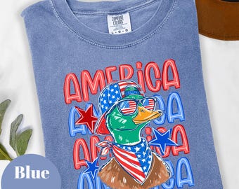 America Duck Shirt, Funny Patriotic Animal 4th July Tee, 250 Years Freedom, Red White Blue Memorial Day USA Graphic