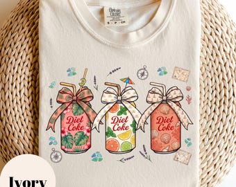 Diet Coke Summer Shirt, Retro Preppy Soda Graphic Tee, Tropical Bow Beach Women, Citrus Vacation Gift