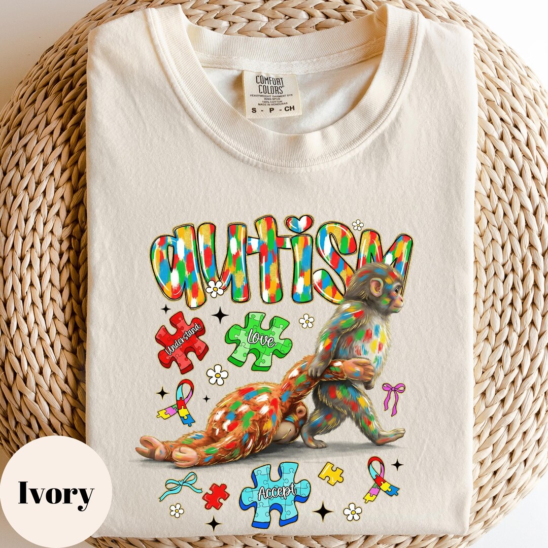 Autism Awareness Punch Monkey Shirt, World Autism Day Puzzle Sweatshirt ...