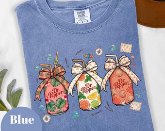 Dr Pepper Summer Can Shirt, Coquette Bow Tropical Women Tee, Retro Soda Beach Graphic, Citrus Vacation Gift