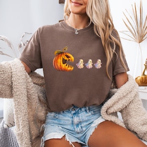 Comfort Colors Halloween Pacman Shirt, Pumpkin Ghost Pacman T-Shirt, Halloween Gamer Tshirts, Pumpkin Pac-Man Shirt,Funny Halloween Shirt
