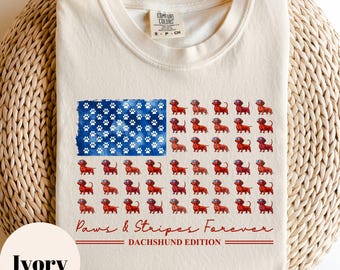 Paws Stripes Forever Shirt, Dachshund American Flag Tee, 4th of July Dog Mom, Patriotic Wiener Puppy, Memorial Day Gift