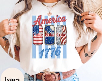 America 1776 Coke Shirt, Vintage Soda Can Patriotic Tee, Fourth Of July USA Graphic