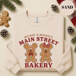 Mickey and Minnie Main Street Bakery Sweatshirt, Christmas Cookie Disney Sweater, Holiday Bakery Hoodie