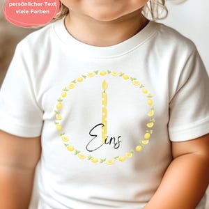 Geburtstagsshirt Baby T Shirt 1 2 3 Jahre | personalisiert mit Name und Zahl | Geschenk Geburtstag Kind Junge Mädchen – Zitronen