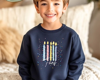 Geburtstagsshirt Kinder 3 4 5 6 7 – personalisiert mit Name & Zahl – Geschenk Mädchen Junge – Langarm Shirt – Pullover Kinder Geburtstag