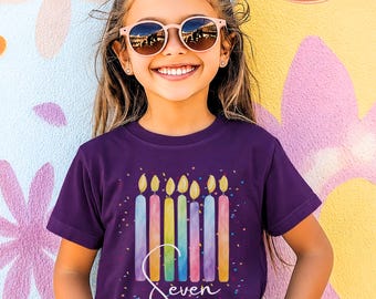 7th Birthday Shirt Kids Personalized – Custom Name & Age – Seventh Birthday Gift for Boys and Girls – Birthday Tee or Hoodie or Sweatshirt