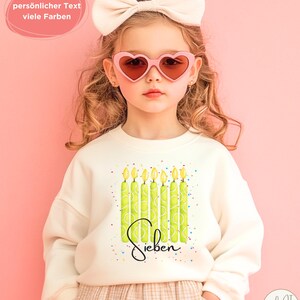 Geburtstagsshirt Kinder Sweatshirt personalisiert – Tennis Kerzen Pullover Jungen Mädchen Langarm Zahl 7 8 9 10 Geschenk Geburtstag