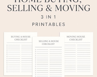 Home Buying, Selling & Moving Checklist Bundle – Printable House Moving Planner | Instant Download PDF