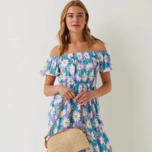 Vintage Blue Women&#39;s Summer Casual Party Dress Size L