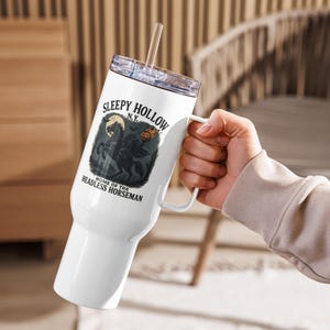 Visit Sleepy Hollow Halloween Horseman | Travel mug with a handle