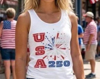 USA 250 Fireworks Tank Top | Patriotic Fourth of July Independence Tee
