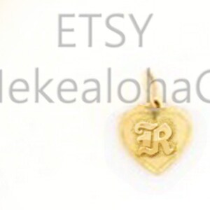 9mm Hawaiian Heirloom Initial Monogram  Old English Raised Letter Heart Pendant