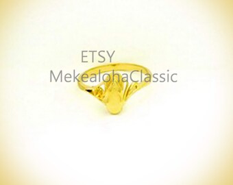 10mm x 4mm  Hawaiian Heirloom Local Style Cute Tiny  Slipper Ring 14k Gold  or Black enamel Strap accent ring Size #4 to #7