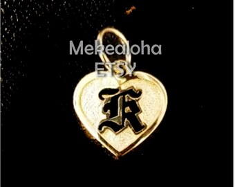 14k gold Heart pendant 9mm Hawaiian Heirloom Custom Letter
