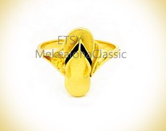 18mm Hawaiian Heirloom 14k gold  Local Slipper Gold or Black enamel strap in ring #5 to #10