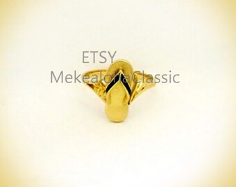 14mm Hawaiian Heirloom 14k gold  Local Slipper Gold or Black enamel strap in ring #5 to #10