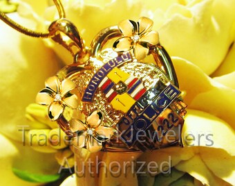 Reserved Listing Heart Plumeria flowers  Trademark Jewelers Authorized Police/Fire Departmental Jewelry