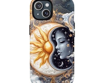 Celestial Sun and Moon Magnetic Phone Case: Cosmic Art