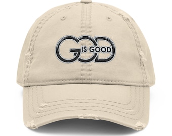 God Is Good Dad Hat Embroidered Distressed Baseball Cap