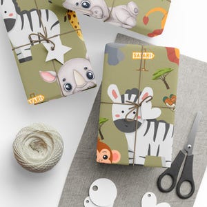 Safari Animal Wrapping Paper: Birthday, Baby Shower, Eco-Friendly Gift Wrap
