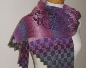 Flowers and Swirls Scarf, PDF-pattern