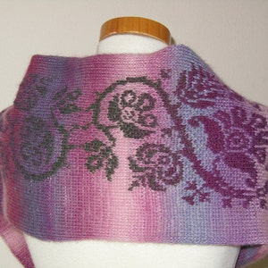 Flowers and Swirls Scarf, PDF-pattern image 3