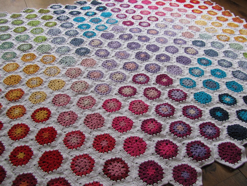 Farbkreis Hexagon Blanket PDF-Muster Bild 1